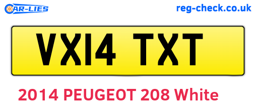VX14TXT are the vehicle registration plates.