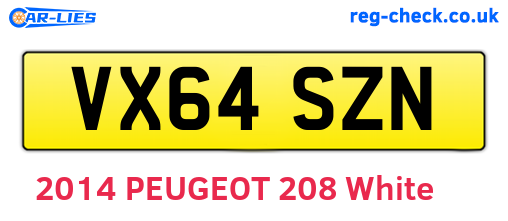VX64SZN are the vehicle registration plates.