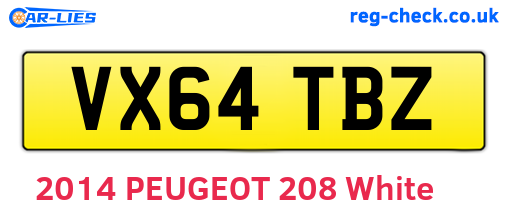 VX64TBZ are the vehicle registration plates.