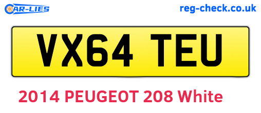 VX64TEU are the vehicle registration plates.