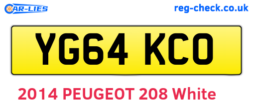 YG64KCO are the vehicle registration plates.