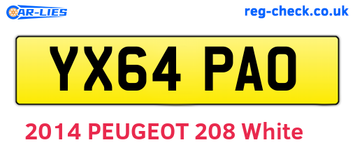 YX64PAO are the vehicle registration plates.