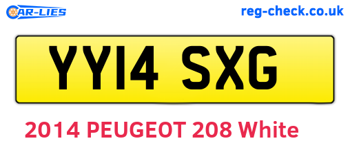 YY14SXG are the vehicle registration plates.