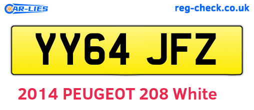 YY64JFZ are the vehicle registration plates.
