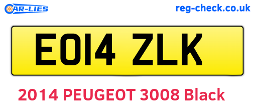 EO14ZLK are the vehicle registration plates.