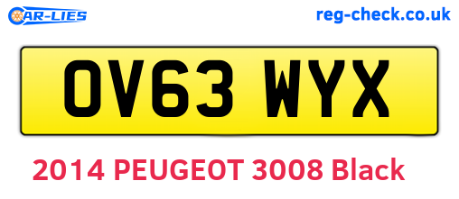 OV63WYX are the vehicle registration plates.