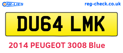 DU64LMK are the vehicle registration plates.