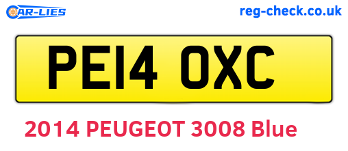 PE14OXC are the vehicle registration plates.