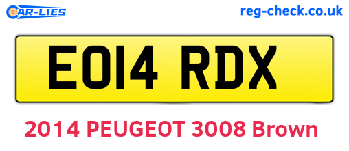 EO14RDX are the vehicle registration plates.