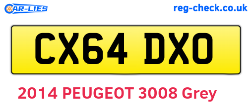 CX64DXO are the vehicle registration plates.