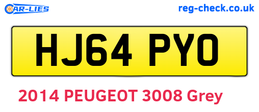 HJ64PYO are the vehicle registration plates.
