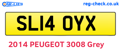 SL14OYX are the vehicle registration plates.