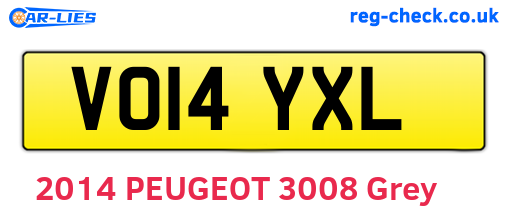 VO14YXL are the vehicle registration plates.