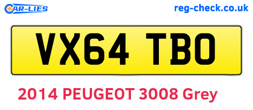 VX64TBO are the vehicle registration plates.