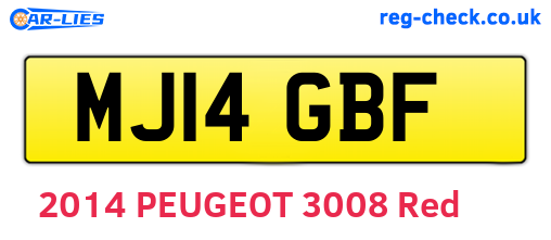 MJ14GBF are the vehicle registration plates.