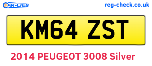 KM64ZST are the vehicle registration plates.
