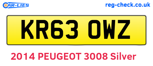 KR63OWZ are the vehicle registration plates.