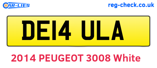 DE14ULA are the vehicle registration plates.