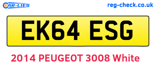 EK64ESG are the vehicle registration plates.