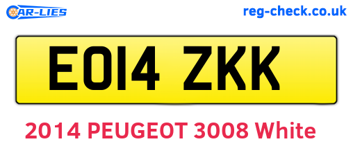 EO14ZKK are the vehicle registration plates.
