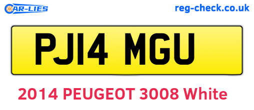 PJ14MGU are the vehicle registration plates.