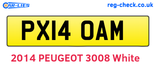 PX14OAM are the vehicle registration plates.