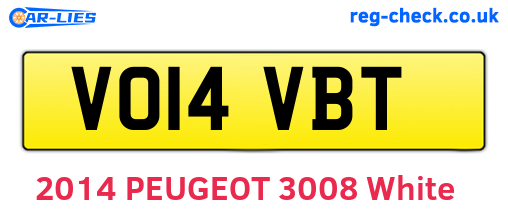 VO14VBT are the vehicle registration plates.