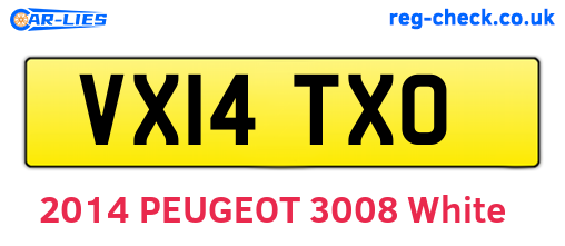 VX14TXO are the vehicle registration plates.