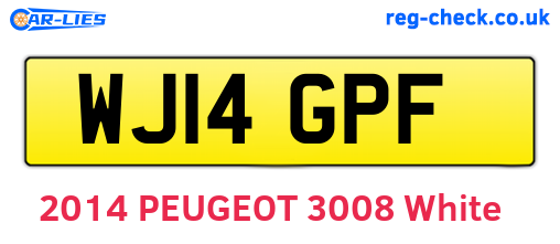WJ14GPF are the vehicle registration plates.