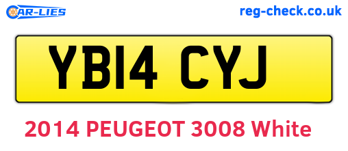 YB14CYJ are the vehicle registration plates.