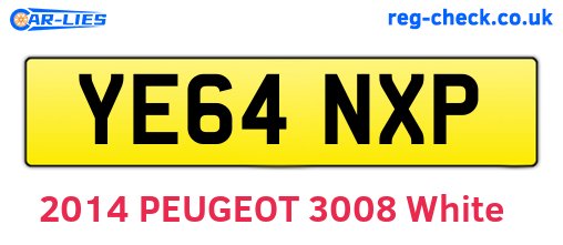 YE64NXP are the vehicle registration plates.