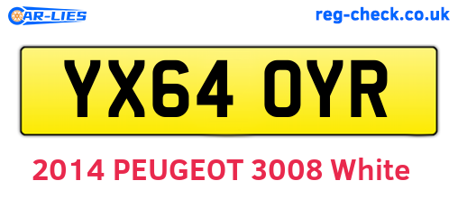 YX64OYR are the vehicle registration plates.