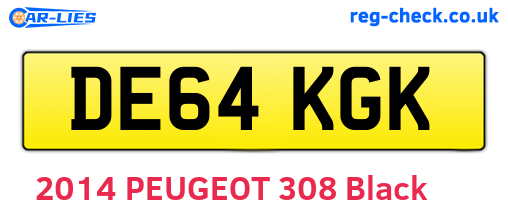 DE64KGK are the vehicle registration plates.