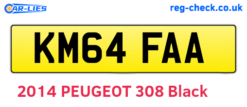 KM64FAA are the vehicle registration plates.