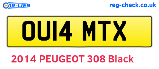 OU14MTX are the vehicle registration plates.