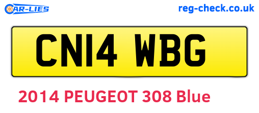 CN14WBG are the vehicle registration plates.