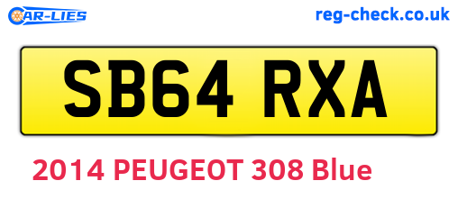 SB64RXA are the vehicle registration plates.