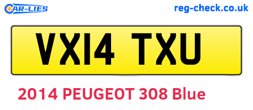 VX14TXU are the vehicle registration plates.