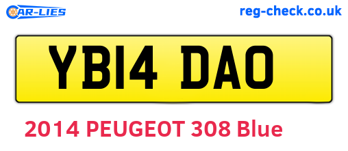 YB14DAO are the vehicle registration plates.