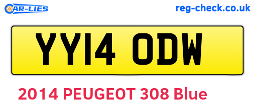 YY14ODW are the vehicle registration plates.
