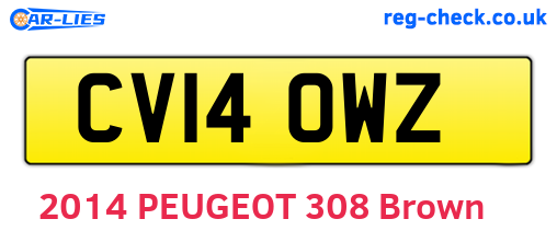 CV14OWZ are the vehicle registration plates.