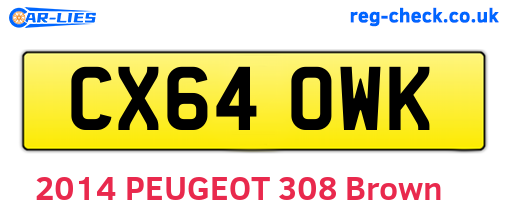 CX64OWK are the vehicle registration plates.