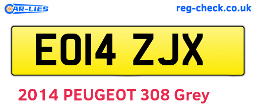 EO14ZJX are the vehicle registration plates.