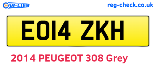 EO14ZKH are the vehicle registration plates.