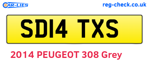 SD14TXS are the vehicle registration plates.