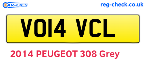 VO14VCL are the vehicle registration plates.