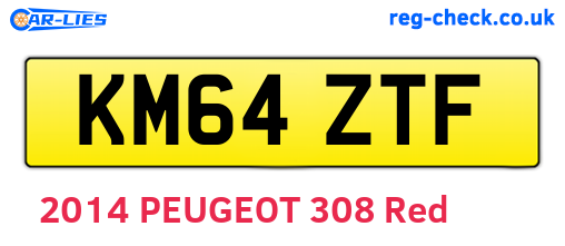 KM64ZTF are the vehicle registration plates.