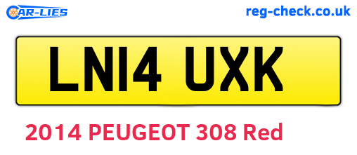 LN14UXK are the vehicle registration plates.