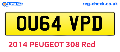 OU64VPD are the vehicle registration plates.