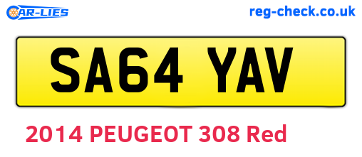 SA64YAV are the vehicle registration plates.